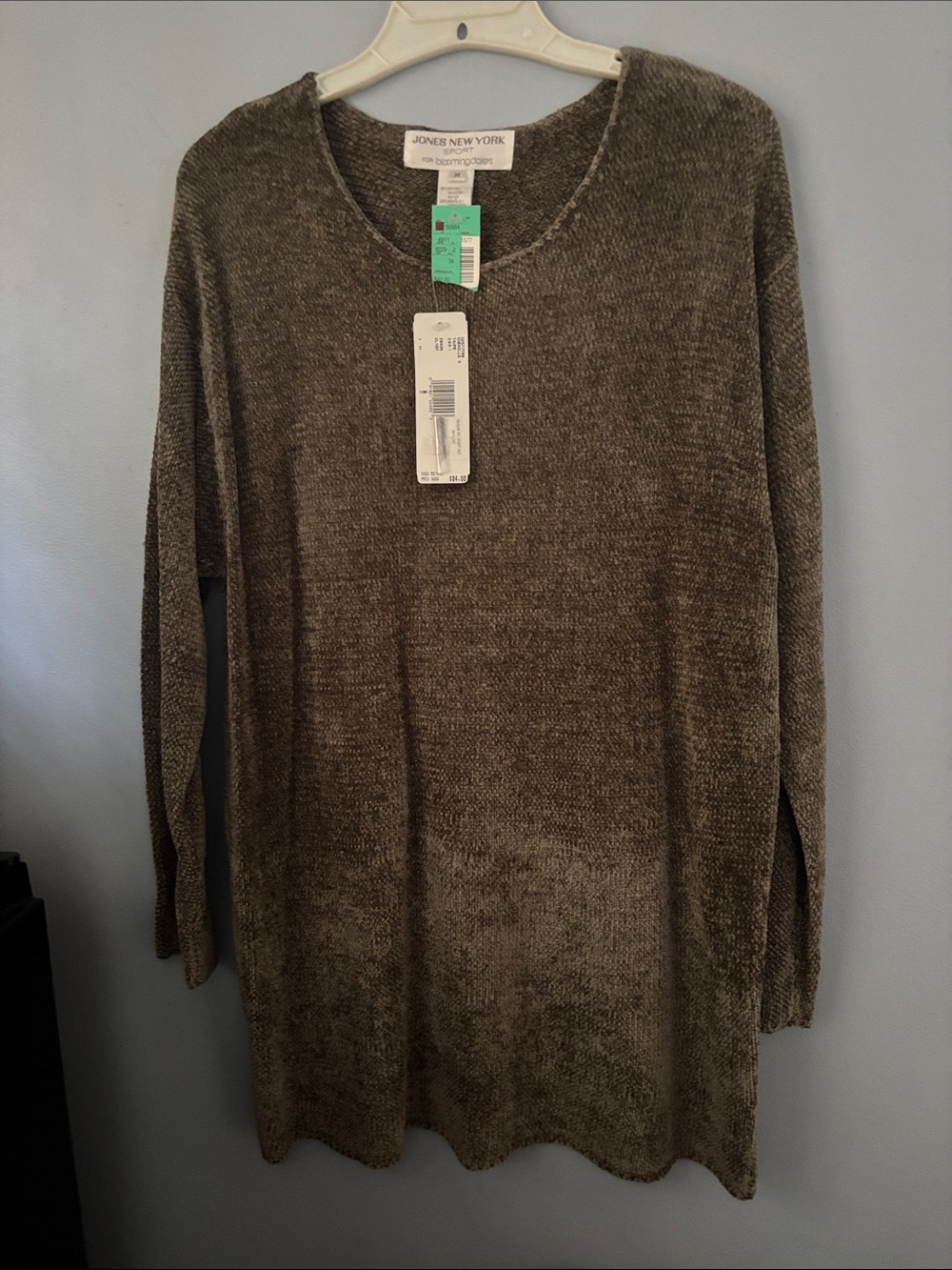 Vintage Jones New York Sport Scoop Neck Chenille Tunic in Olive
